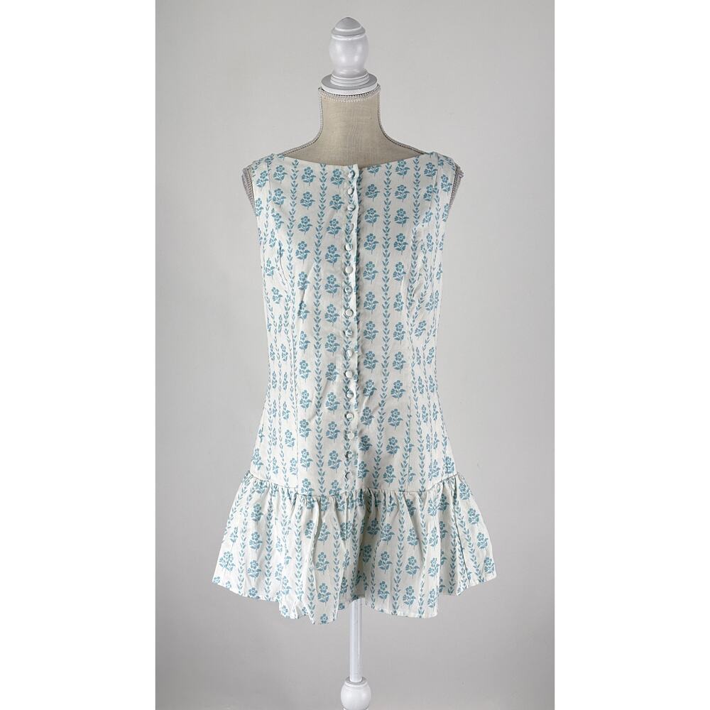 Peppermayo Meggie Linen Mini Dress Sweet Daydream White Blue Womens Size 10 New - Picture 5 of 13
